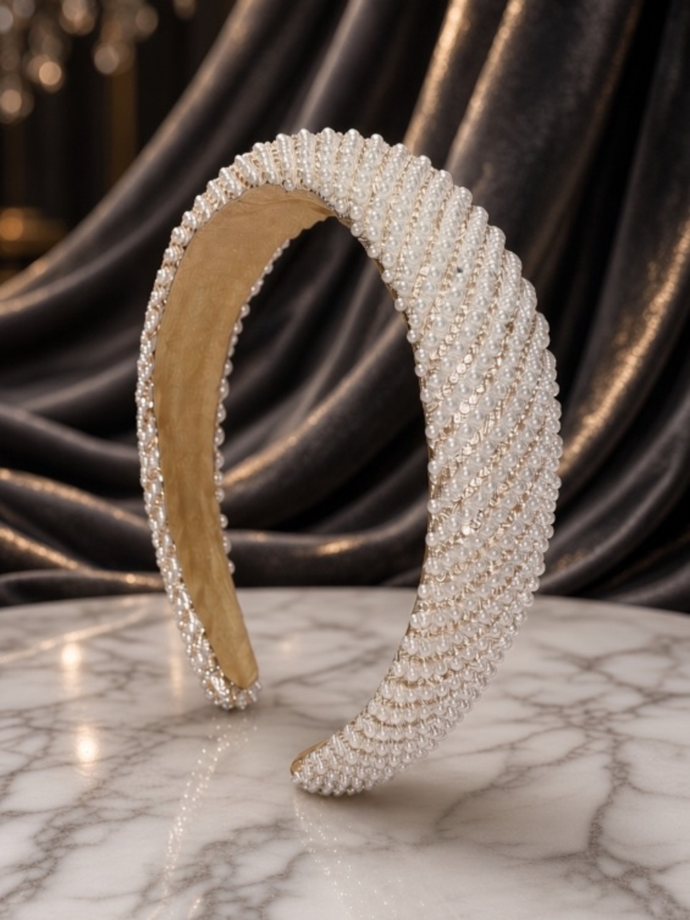 Pearl Beaded Headband Padded - Elegant Hair Accessory NEW Boutique